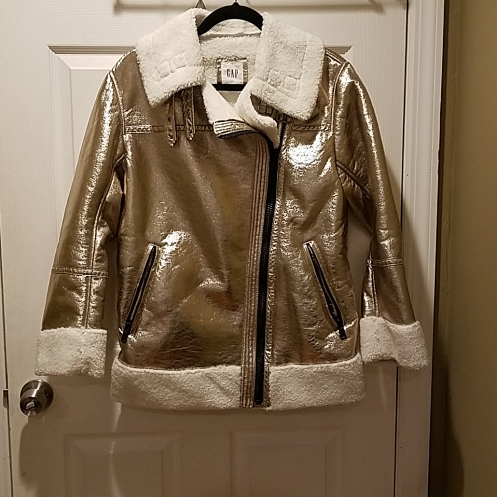 Gap oversized gold bomber jacket size small
